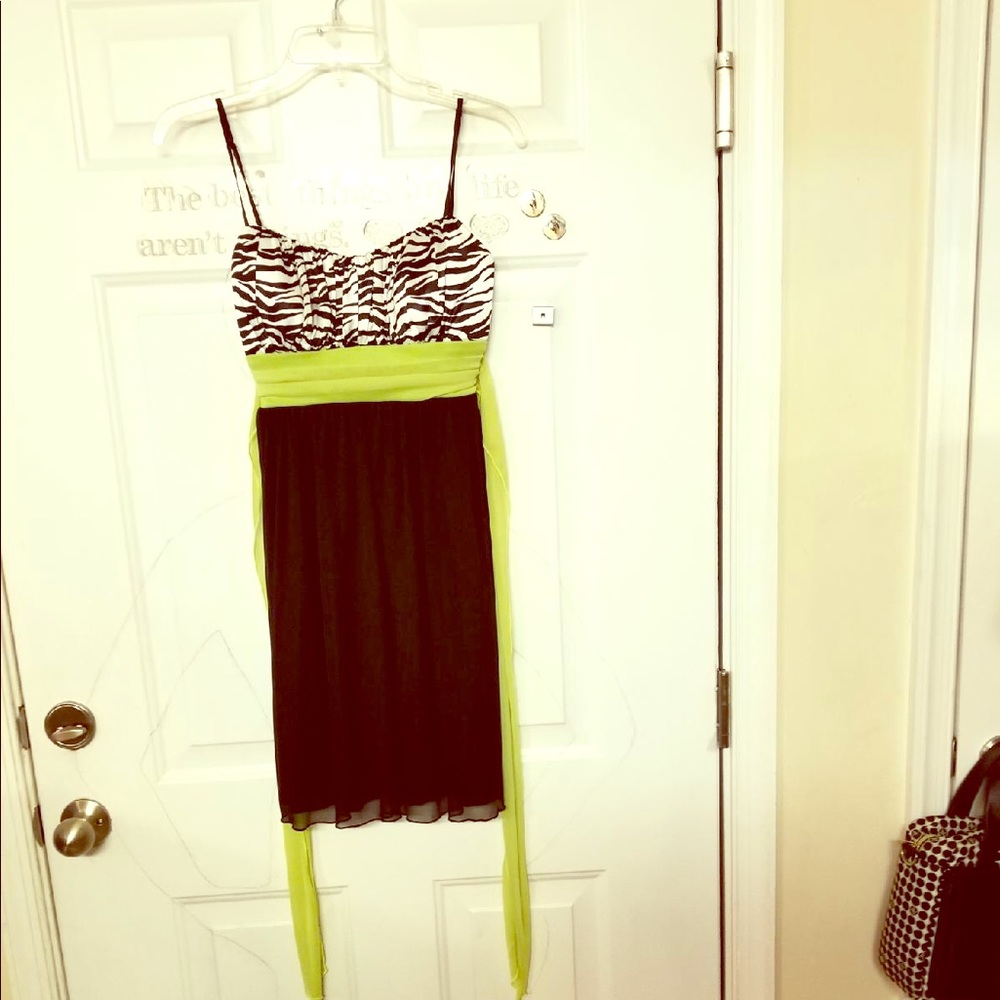 Semi formal zebra print dress with accessories